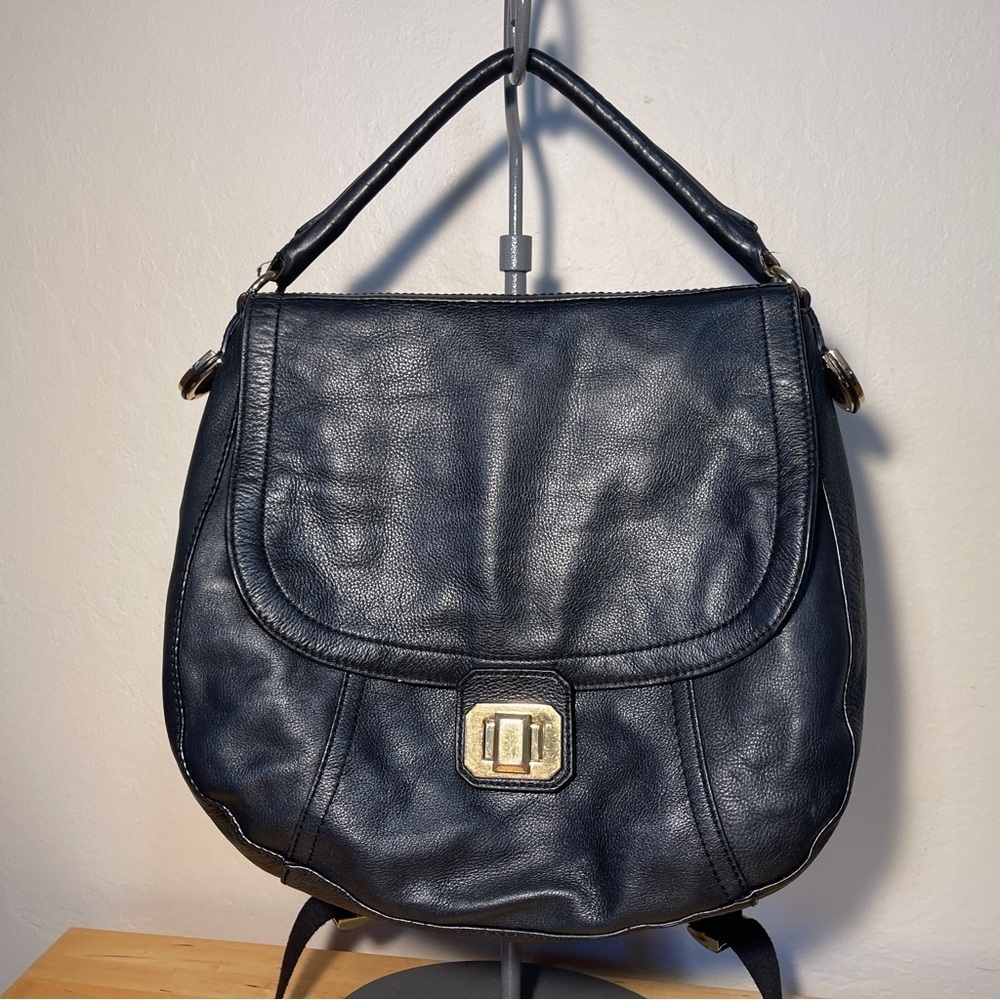 Vintage Y2K Juicy Couture Black Leather Convertible Backpack Shoulder Bag
